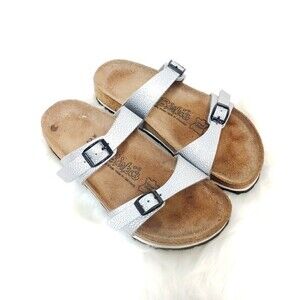 Birkenstock Birkis Metallic Silver Tahiti Sandal Size 5